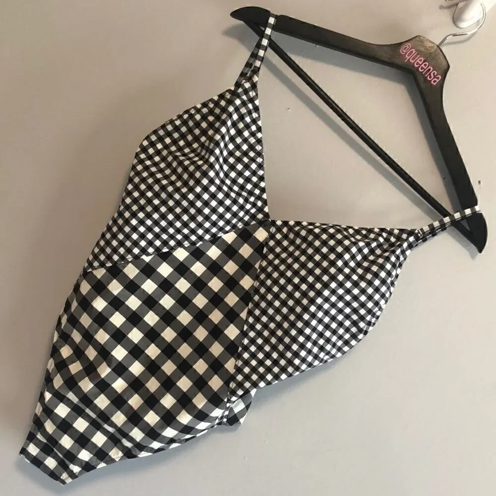 J. Crew V-Neck One-Piece Swimsuit in Gingham